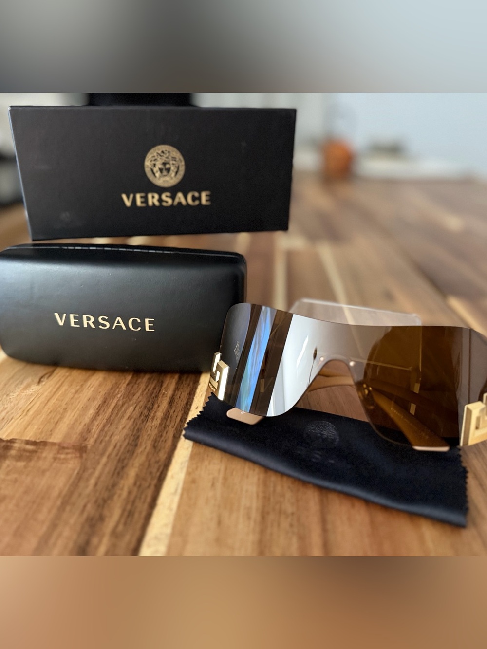 Versace VE2240 Brown/Gold Shield Sunglasses
